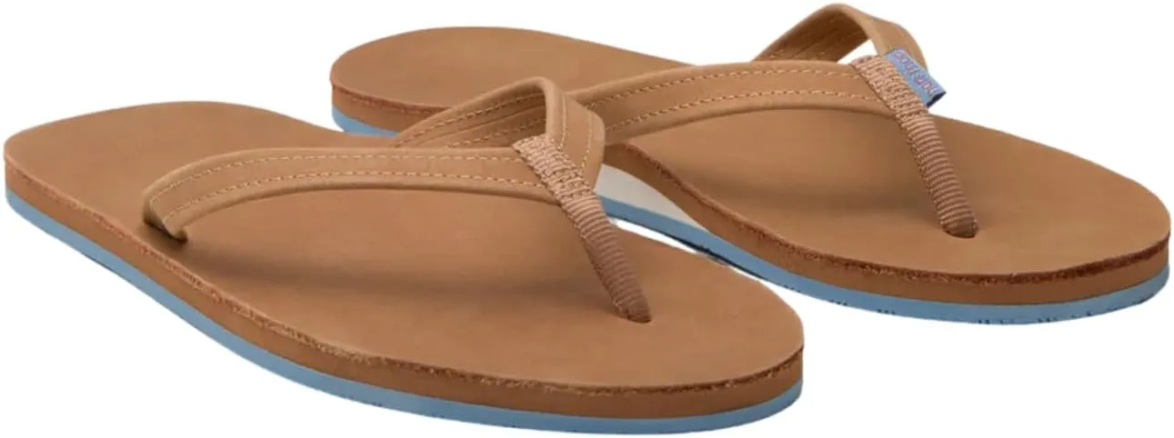 Hari Mari- Fields- Women's Nubuck Leather Flip Flops with Colorful Outsole- No Break Ins, Firm Arch Support, and Beveled Edge to Reduce Tripping