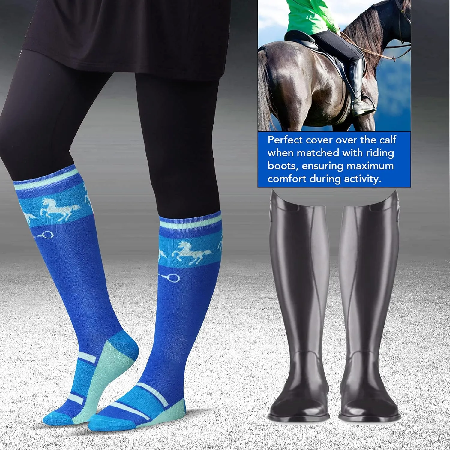 Harrison Howard 3 Pairs Premium Quality Equestrian Riding Socks for Horse Riding &Tall Boot Knee High Socks for Women