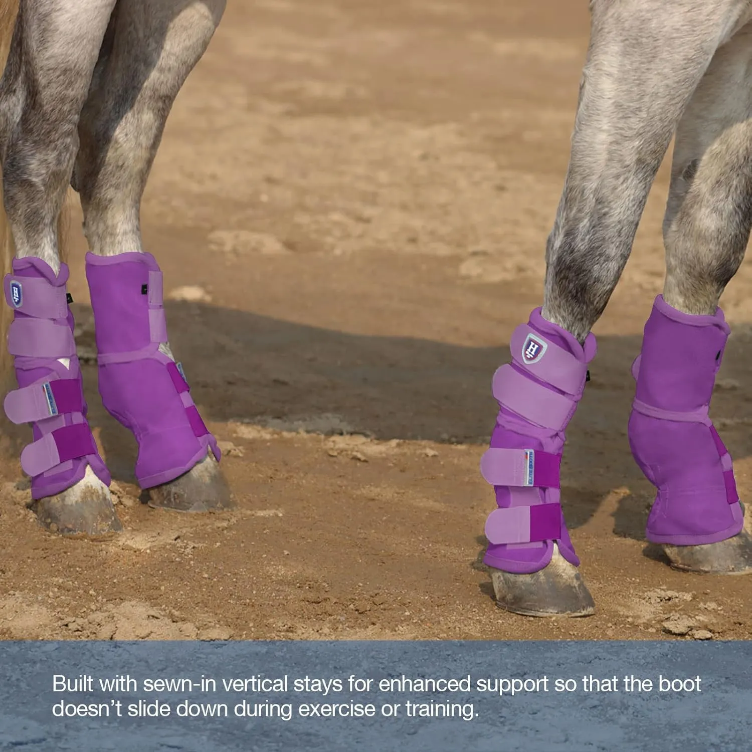 Harrison Howard Horse Fly Boots Perfect Contoured Fit Leg Guards Dense Mesh Boots with Ventilated Comfort Reliable Protection from Summer Elements Set of 4 Purple M