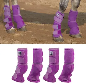 Harrison Howard Horse Fly Boots Perfect Contoured Fit Leg Guards Dense Mesh Boots with Ventilated Comfort Reliable Protection from Summer Elements Set of 4 Purple M