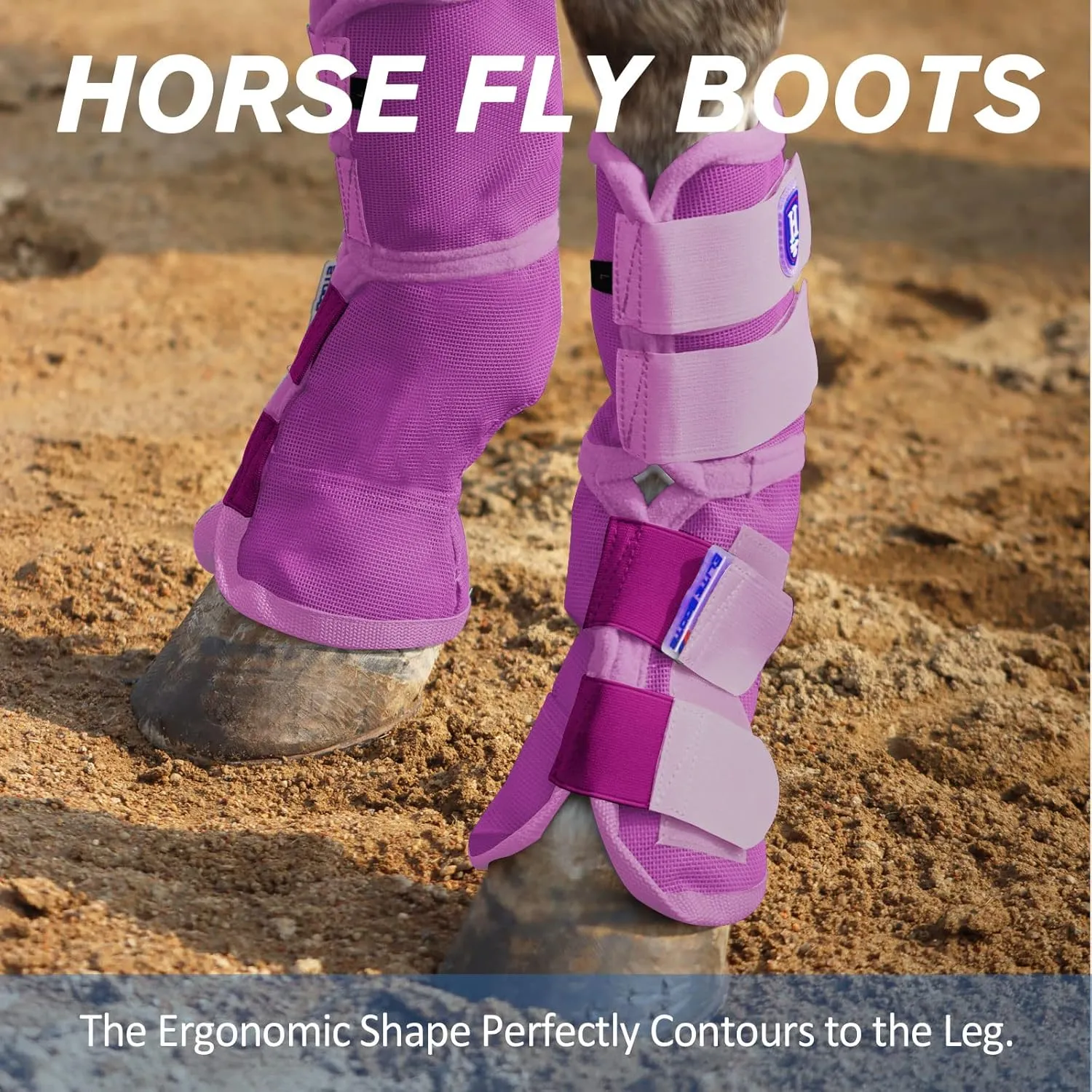 Harrison Howard Horse Fly Boots Perfect Contoured Fit Leg Guards Dense Mesh Boots with Ventilated Comfort Reliable Protection from Summer Elements Set of 4 Purple M