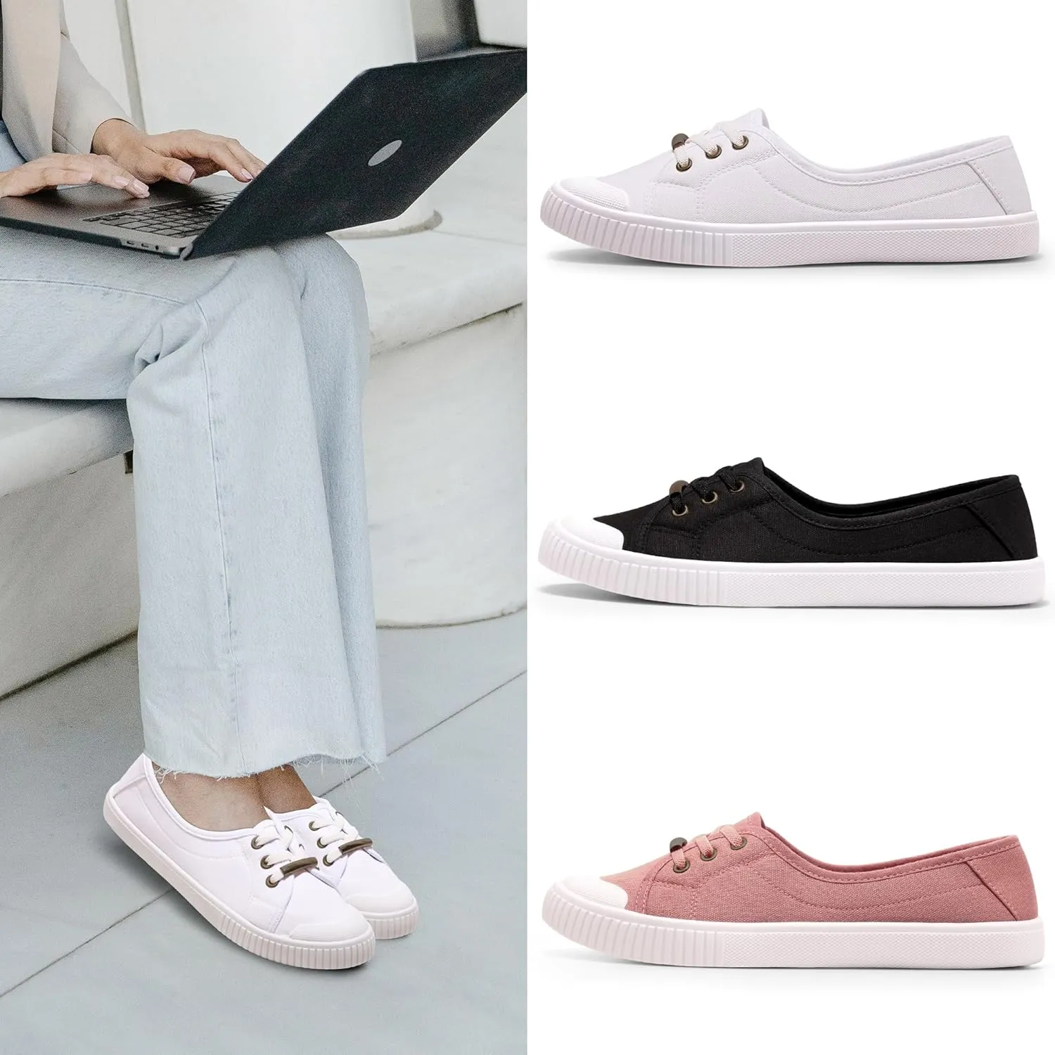 Harvest Land Womens Canvas Low Top Sneakers Slip on Shoes for Women Fashion Walking Sneakers