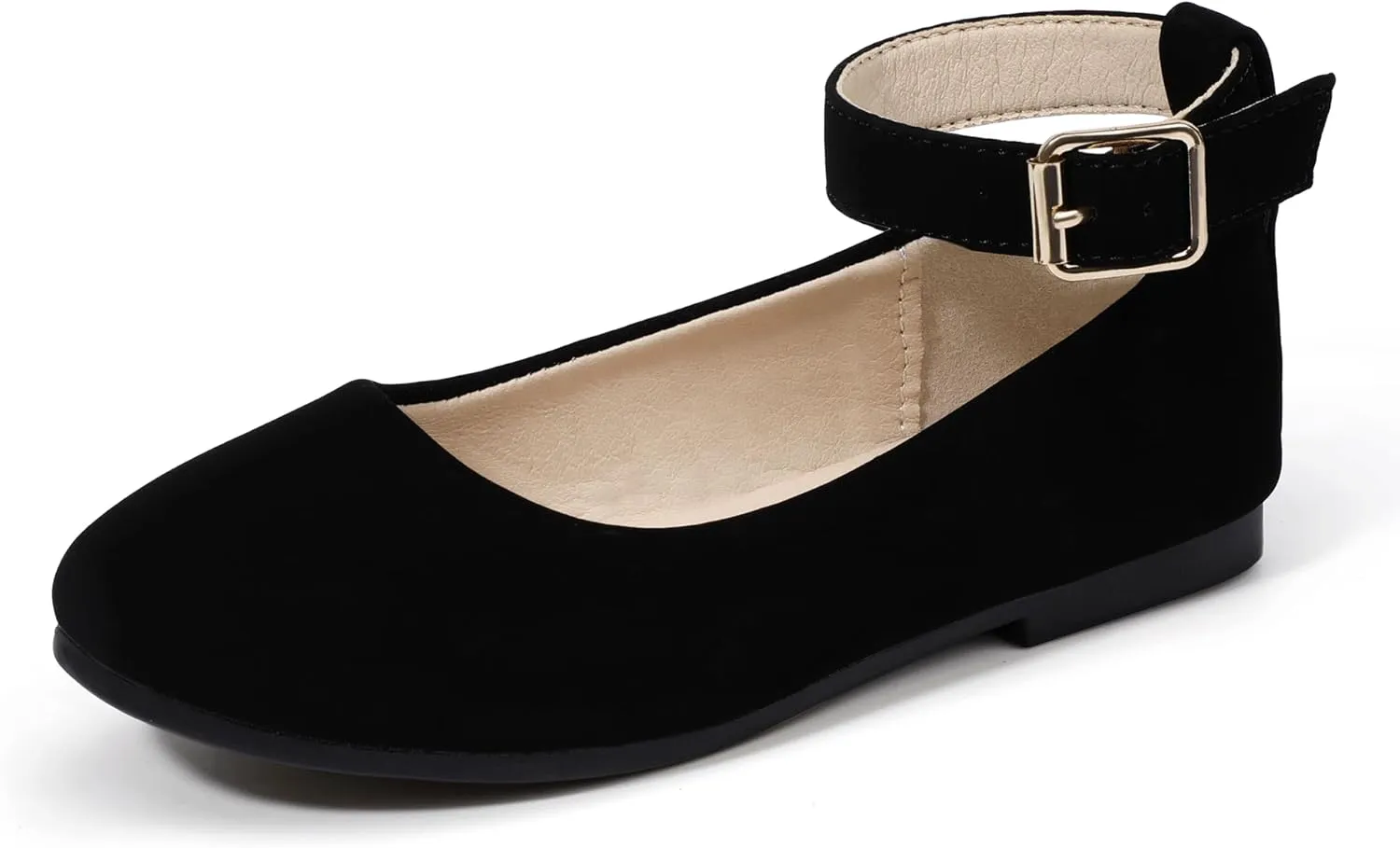 Hehainom Girls Dress Shoes Wedding Party School Ankle Strap Ballet Flats Shoes Little Big Kids Flower Girl Shoes