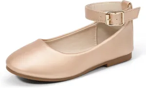 Hehainom Girls Dress Shoes Wedding Party School Ankle Strap Ballet Flats Shoes Little Big Kids Flower Girl Shoes