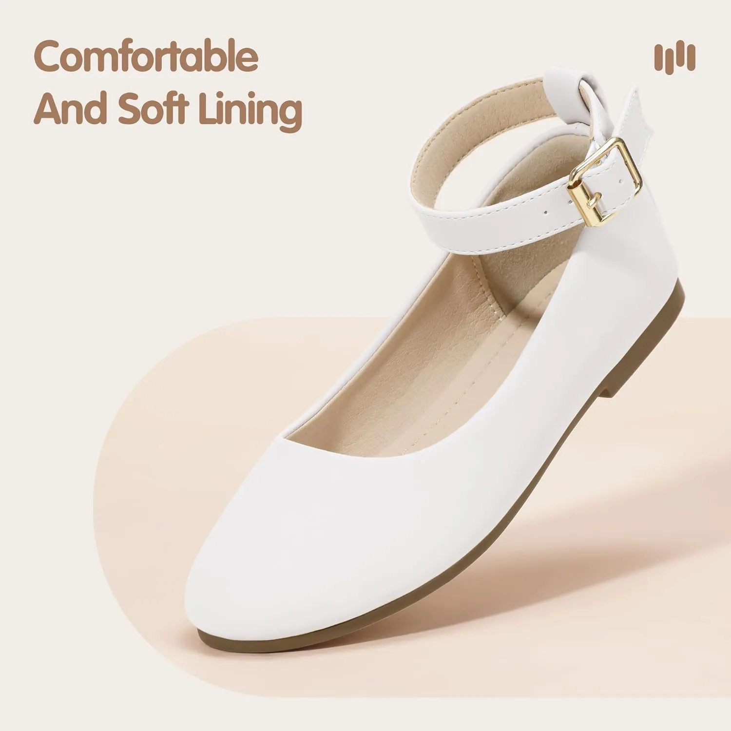 Hehainom Girls Dress Shoes Wedding Party School Ankle Strap Ballet Flats Shoes Little Big Kids Flower Girl Shoes