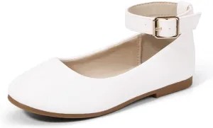 Hehainom Girls Dress Shoes Wedding Party School Ankle Strap Ballet Flats Shoes Little Big Kids Flower Girl Shoes
