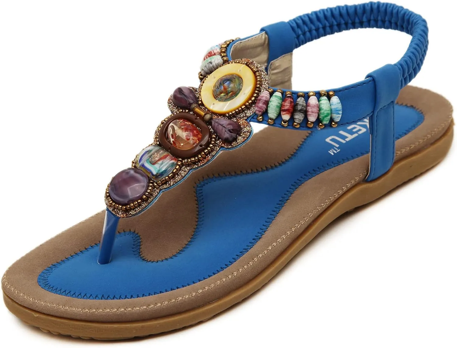 HNGHOU Women's Summer Sandals Casual Comfortable Flip Flops Bohemian Beach Clip Toe Sandals