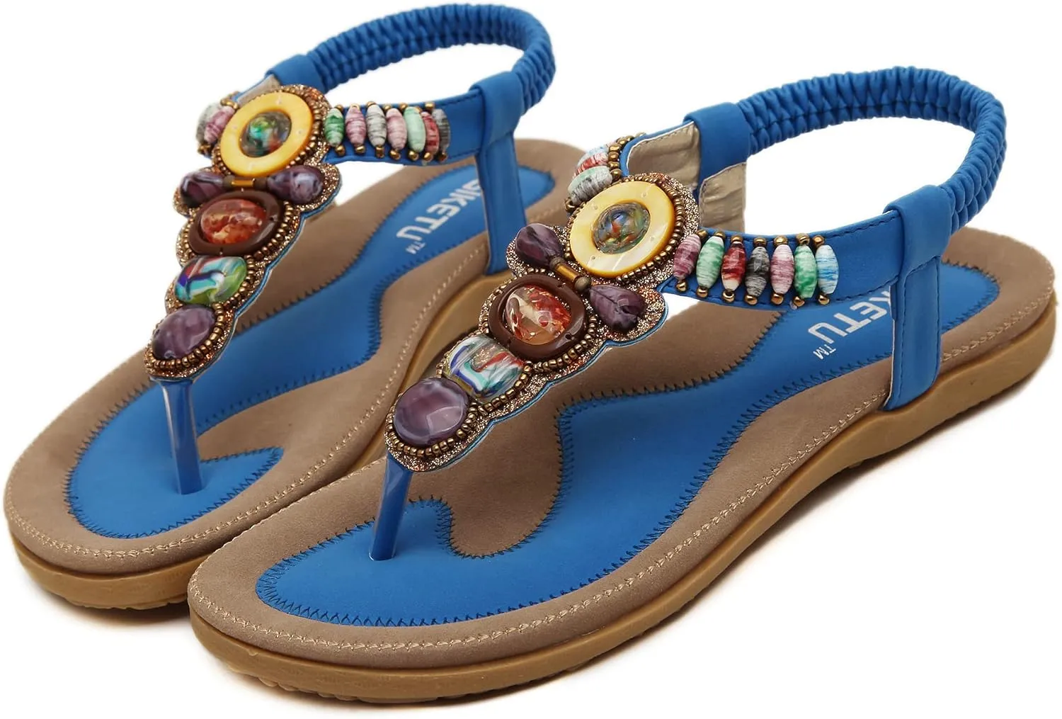 HNGHOU Women's Summer Sandals Casual Comfortable Flip Flops Bohemian Beach Clip Toe Sandals