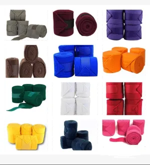 Horse Fleece Bandages/Polo Wraps/Stable Wraps Equestrian Leg Wraps Set of 4 TACK Equestrian Boots Protection (Red)