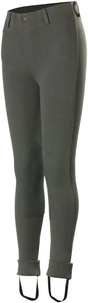 HORZE Nora Girls Leather Knee Patch Riding Pants | Kids Equestrian Jodhpur Breeches | Size Chart in Images