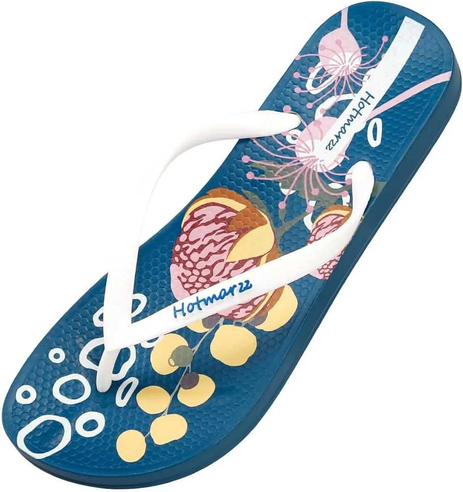 Hotmarzz Women's Flip Flops Colorful Printing Sandals Fashion Beach Slippers