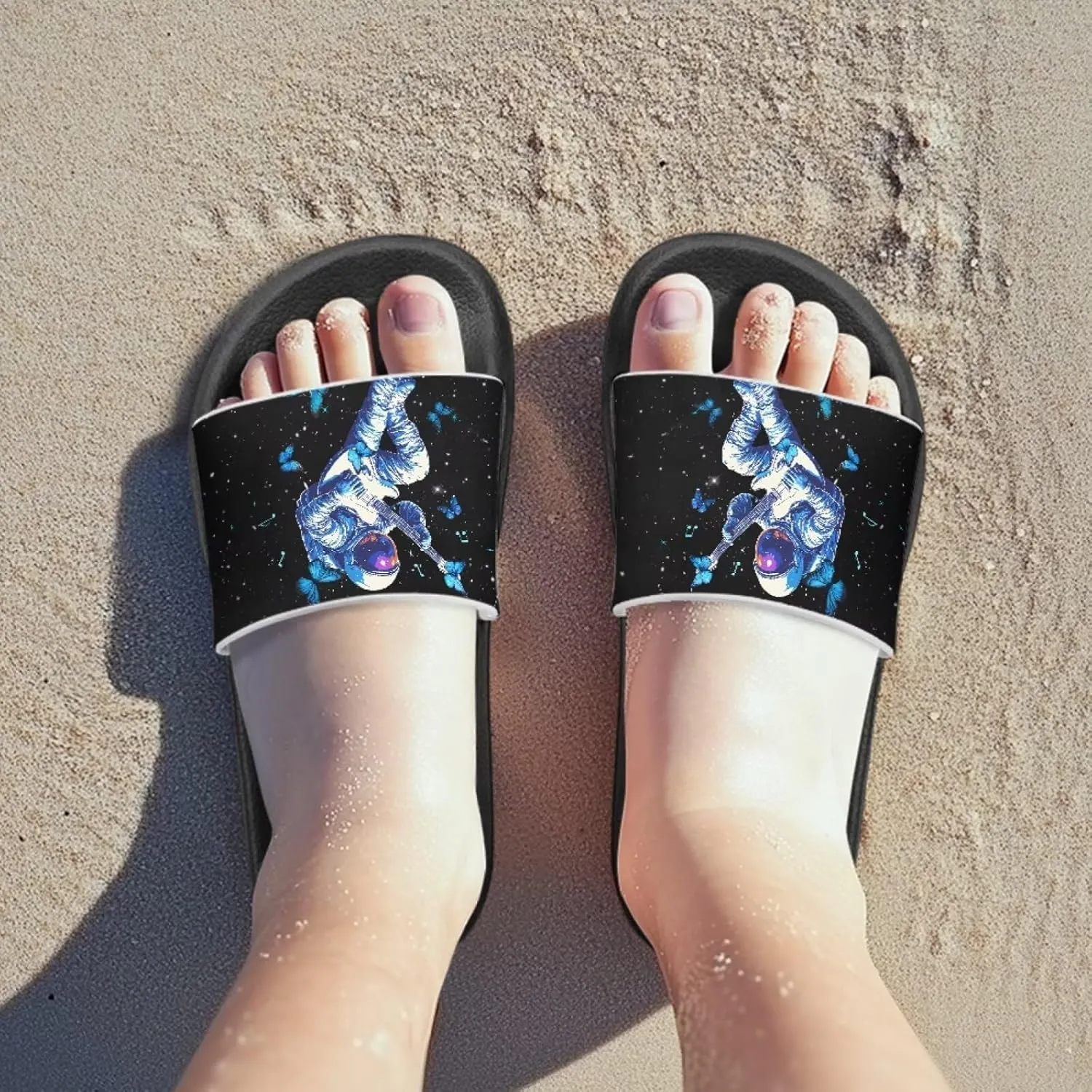 Howilath Astronauts Beach Slides for Kids Boys Summer Sandals Casual Pillow Slippers Soft Sole Slides for Camping Hiking