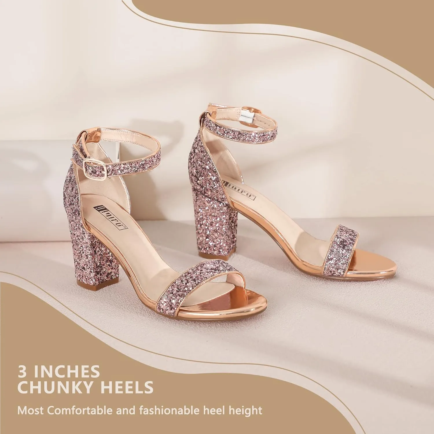 IDIFU Women's 3 Inch Heel Sandals for Women