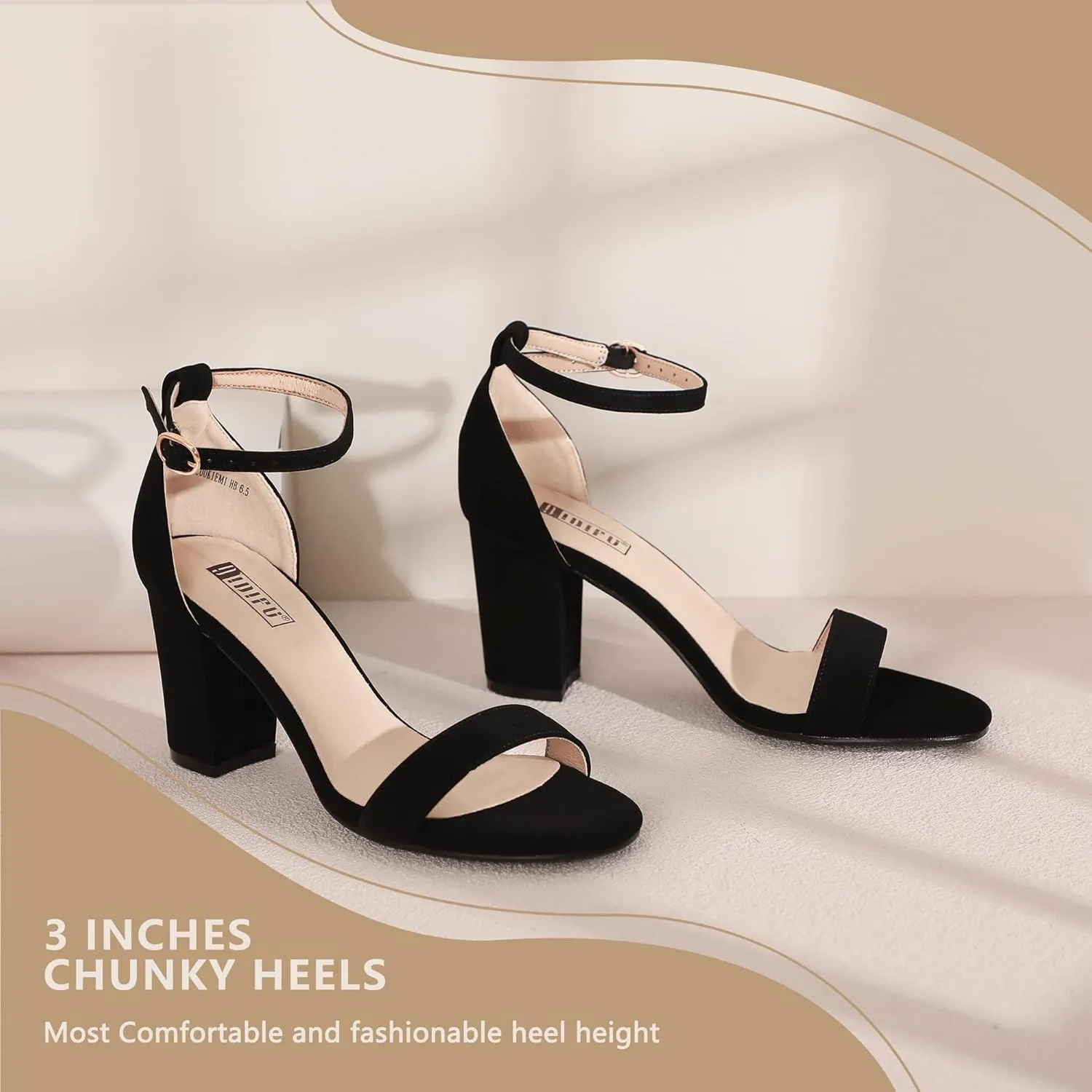 IDIFU Women's 3 Inch Heel Sandals for Women