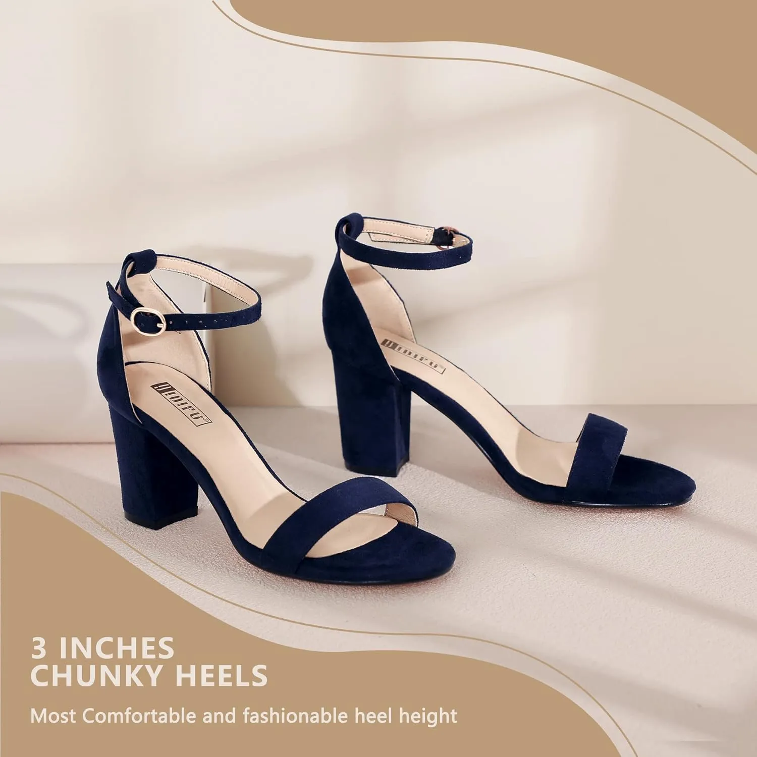 IDIFU Women's 3 Inch Heel Sandals for Women