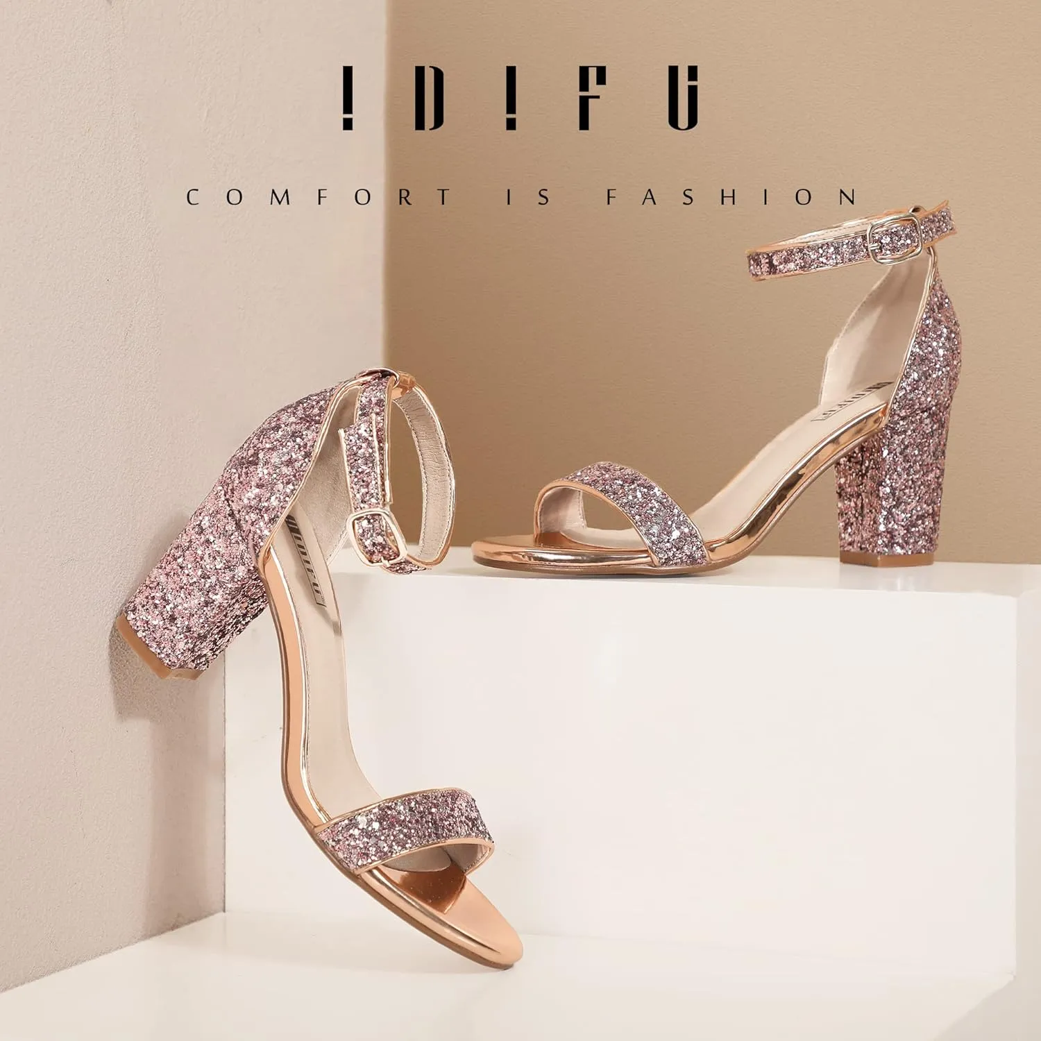 IDIFU Women's 3 Inch Heel Sandals for Women