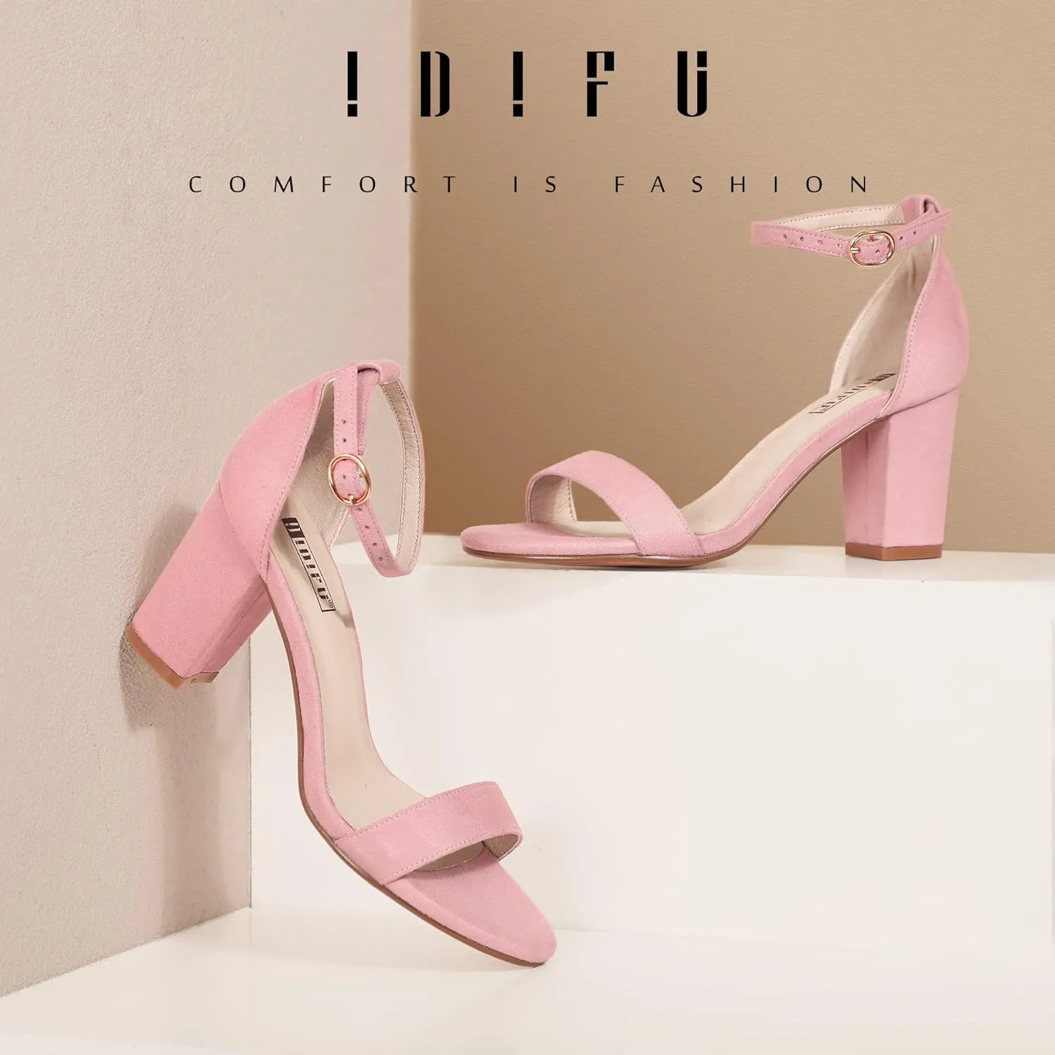 IDIFU Women's 3 Inch Heel Sandals for Women
