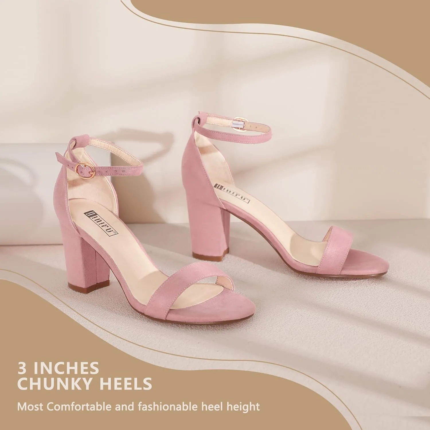 IDIFU Women's 3 Inch Heel Sandals for Women