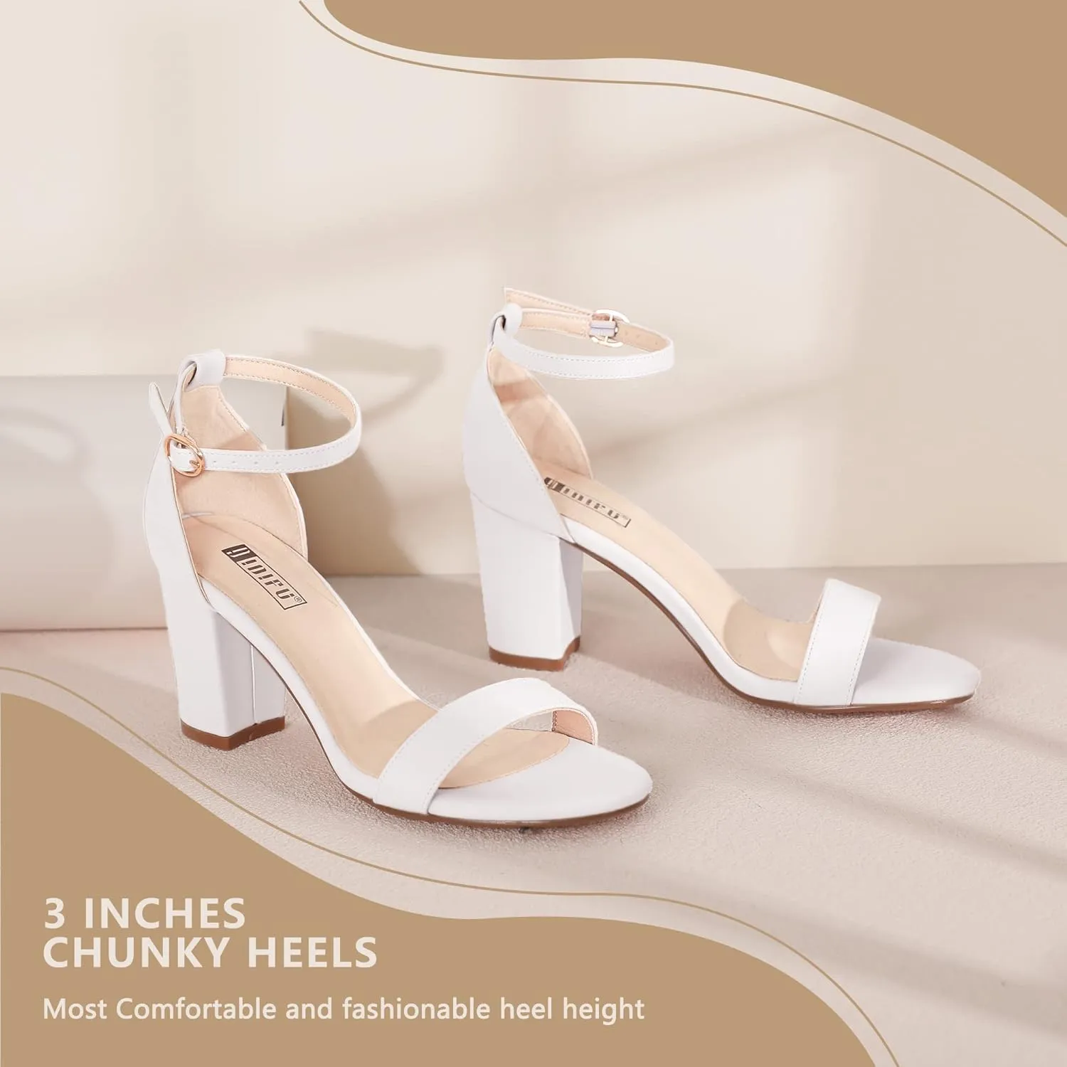 IDIFU Women's 3 Inch Heel Sandals for Women