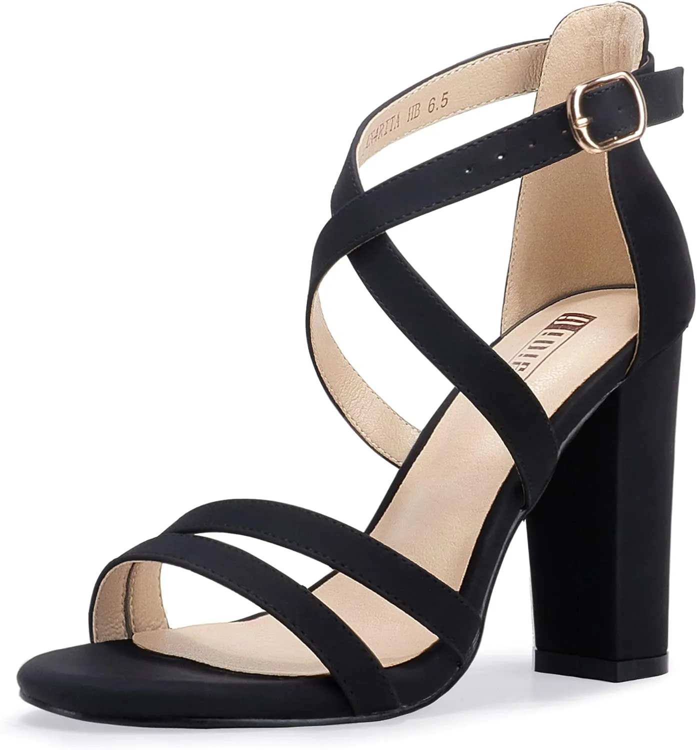IDIFU Women's Chunky High Heel Sandal Strappy Open Toe Ankle Strap Dress Shoes for Women Bridesmaid Ladies in Wedding Bridal Evening Homecoming Prom