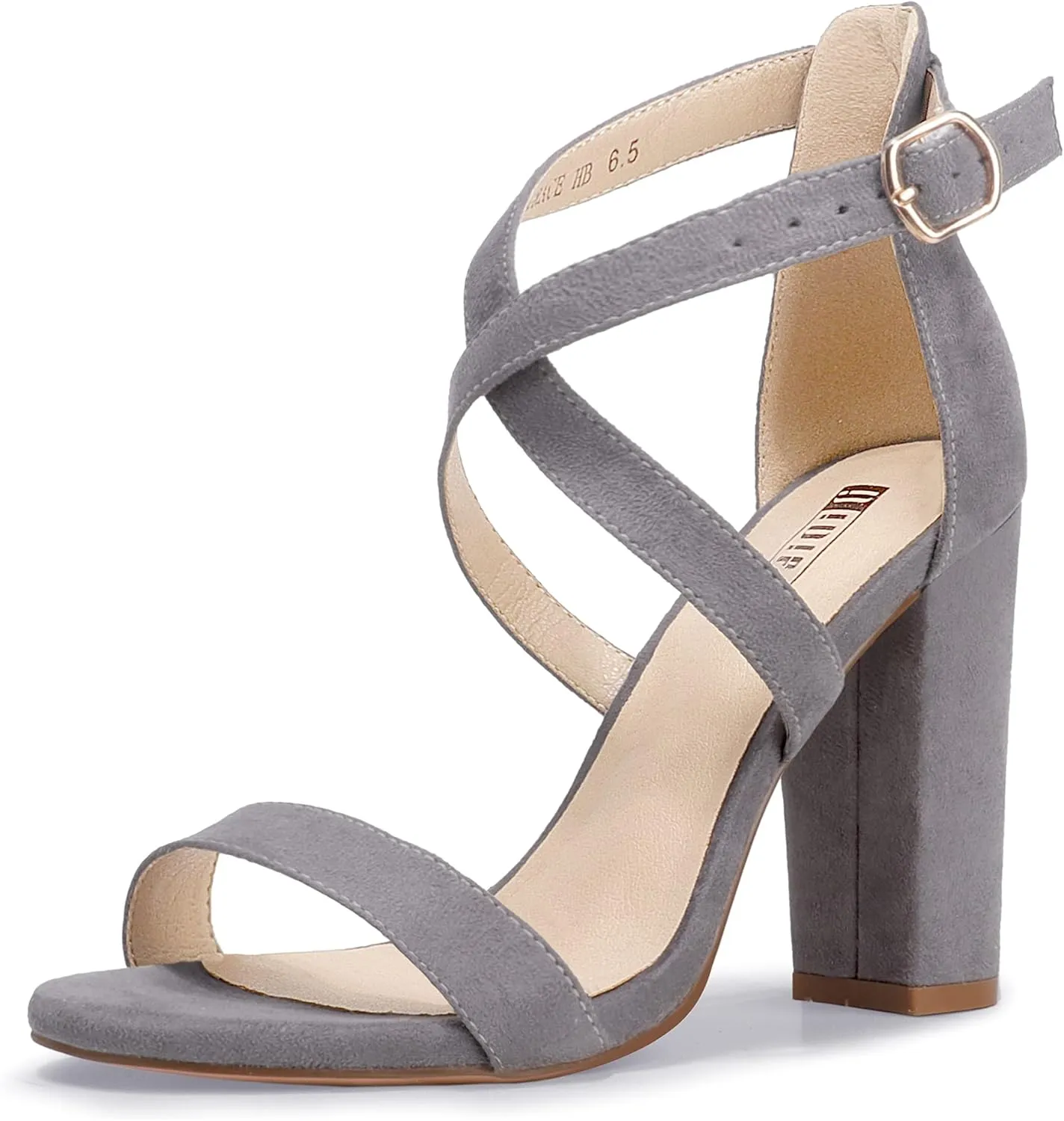 IDIFU Women's Chunky High Heel Sandal Strappy Open Toe Ankle Strap Dress Shoes for Women Bridesmaid Ladies in Wedding Bridal Evening Homecoming Prom