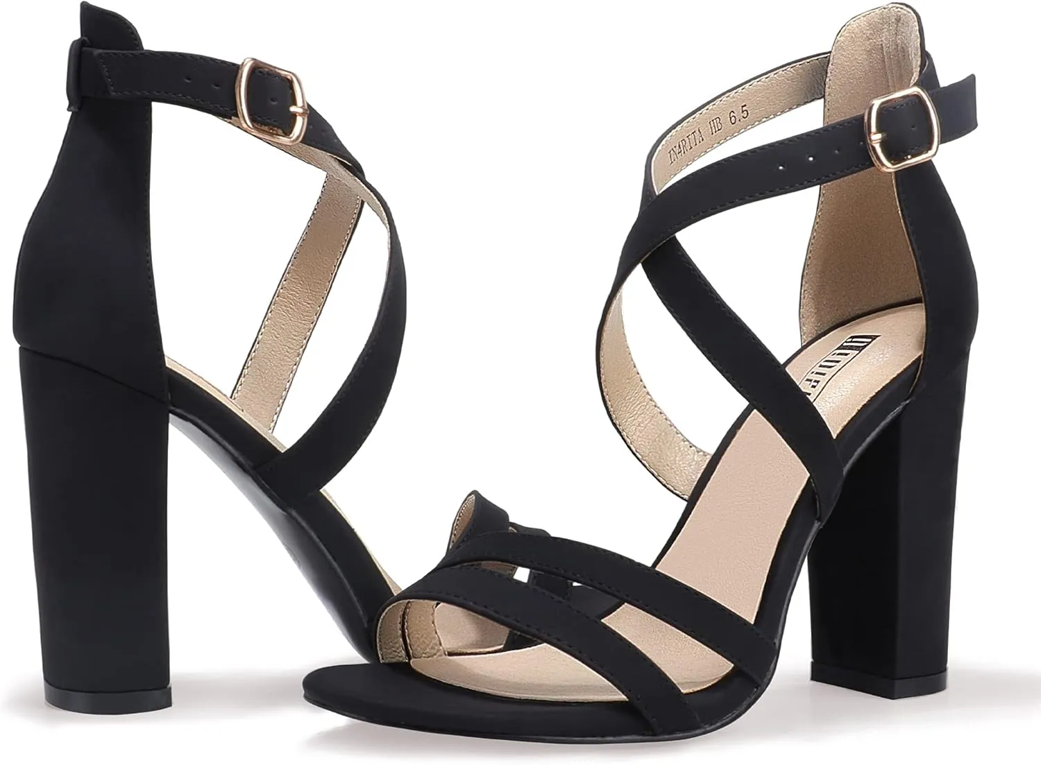 IDIFU Women's Chunky High Heel Sandal Strappy Open Toe Ankle Strap Dress Shoes for Women Bridesmaid Ladies in Wedding Bridal Evening Homecoming Prom