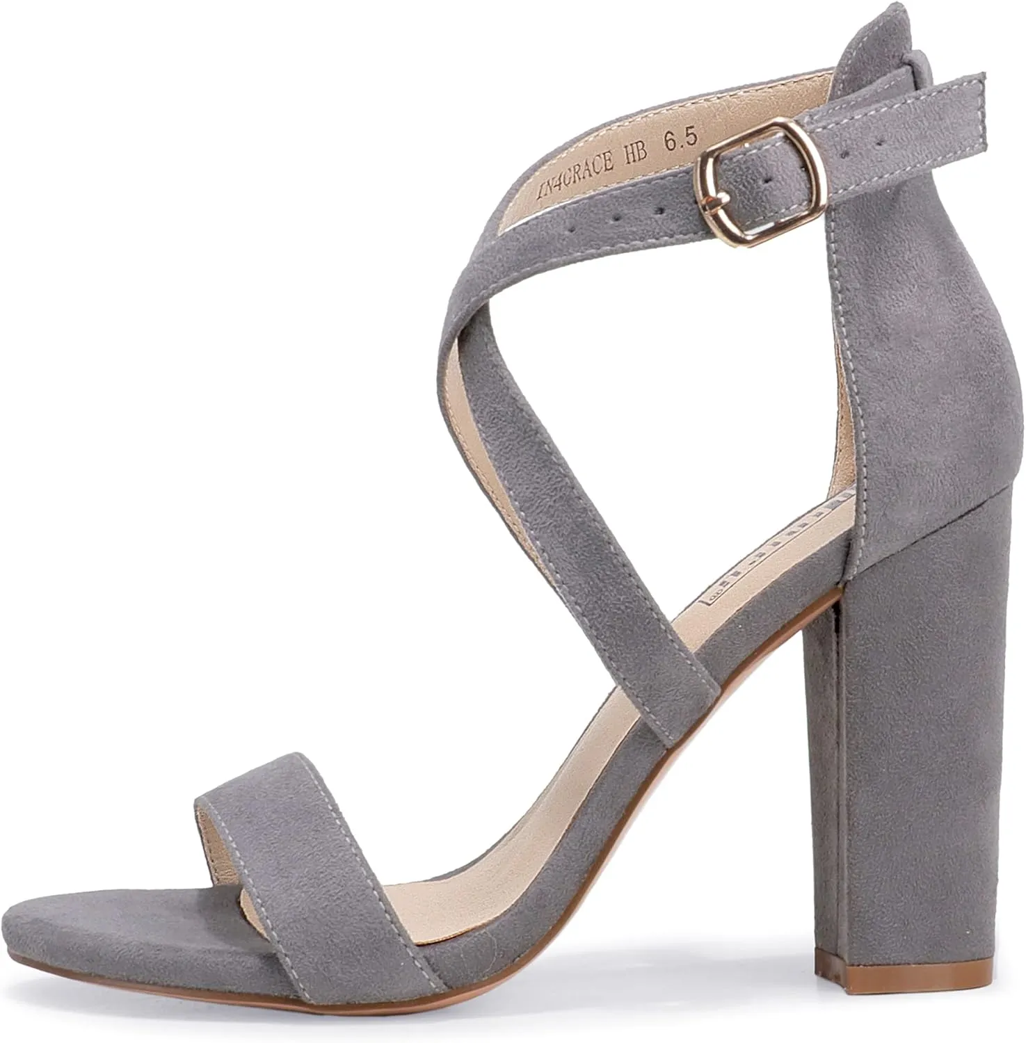 IDIFU Women's Chunky High Heel Sandal Strappy Open Toe Ankle Strap Dress Shoes for Women Bridesmaid Ladies in Wedding Bridal Evening Homecoming Prom