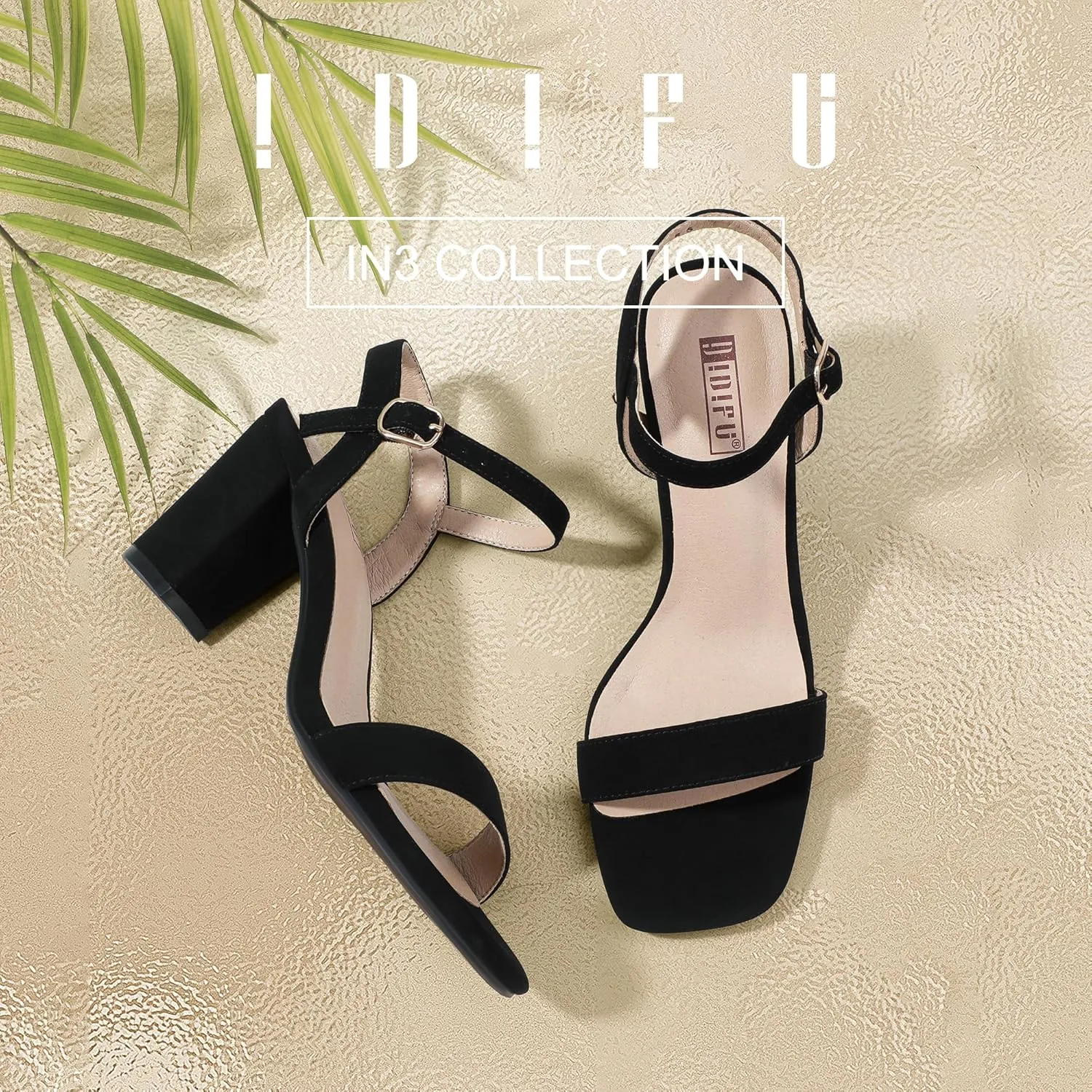 IDIFU Women's IN3 Chunky Heels for Women Dressy Square Toe Heels Slingback Block Heels Sandals for Wedding Bridal Evening Homecoming Prom