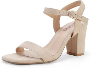 IDIFU Women's IN3 Chunky Heels for Women Dressy Square Toe Heels Slingback Block Heels Sandals for Wedding Bridal Evening Homecoming Prom