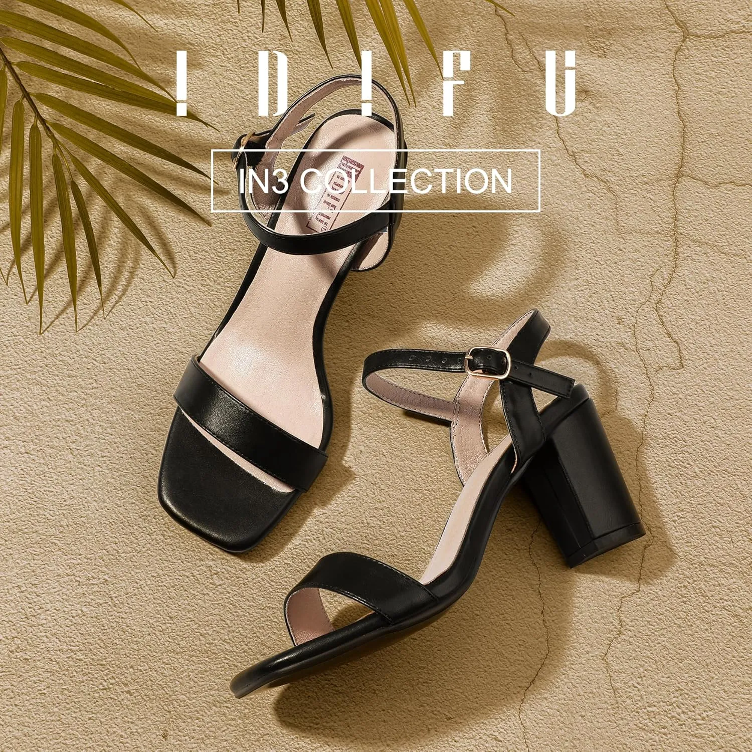 IDIFU Women's IN3 Chunky Heels for Women Dressy Square Toe Heels Slingback Block Heels Sandals for Wedding Bridal Evening Homecoming Prom