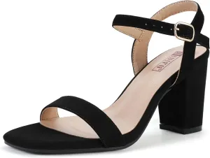 IDIFU Women's IN3 Chunky Heels for Women Dressy Square Toe Heels Slingback Block Heels Sandals for Wedding Bridal Evening Homecoming Prom