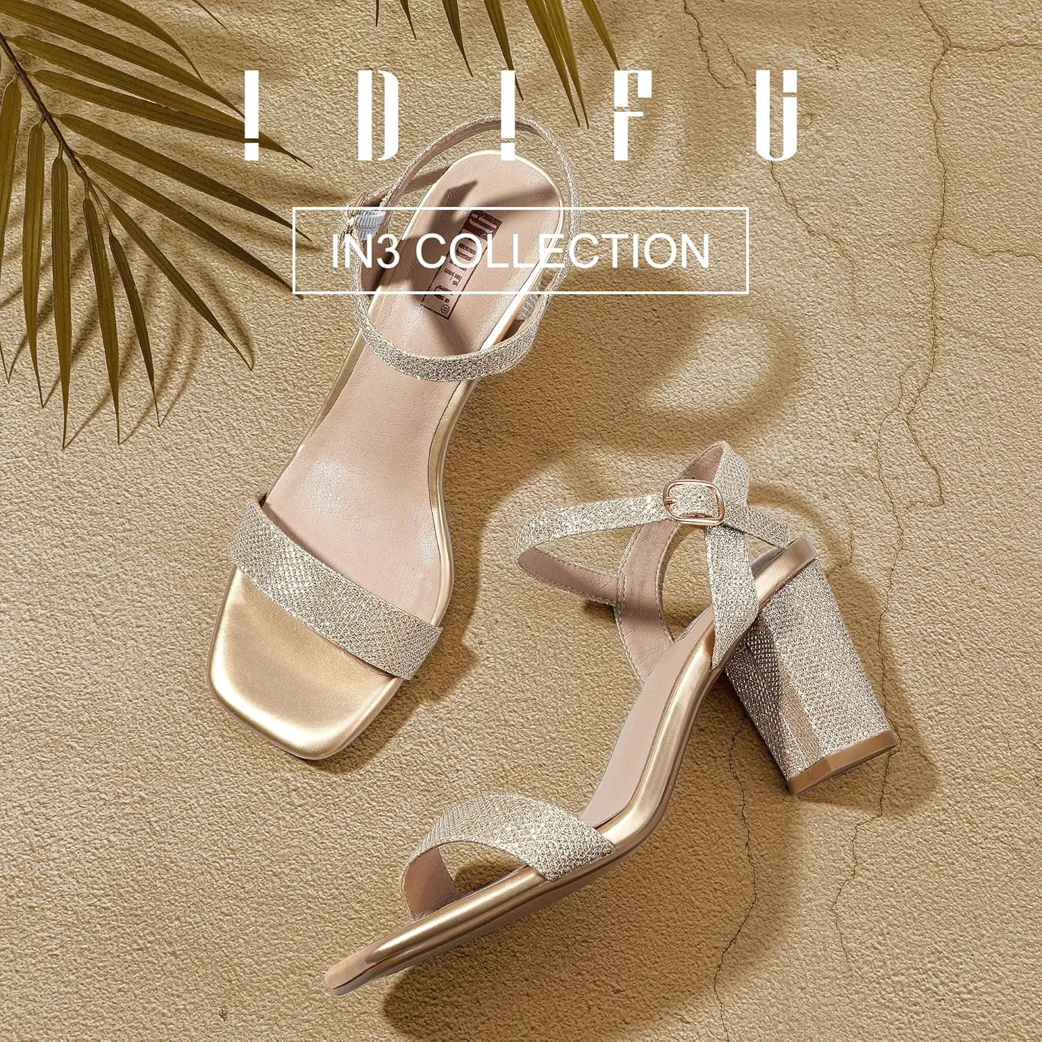 IDIFU Women's IN3 Chunky Heels for Women Dressy Square Toe Heels Slingback Block Heels Sandals for Wedding Bridal Evening Homecoming Prom