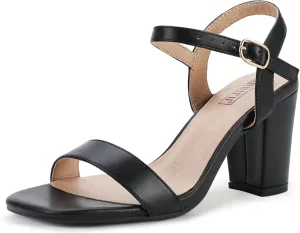 IDIFU Women's IN3 Chunky Heels for Women Dressy Square Toe Heels Slingback Block Heels Sandals for Wedding Bridal Evening Homecoming Prom
