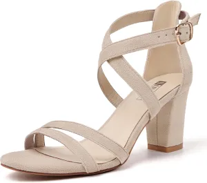 IDIFU Women's IN3 Gita Block Heel Open Toe Strappy Sandals Dress Shoes for Wedding Evening Prom