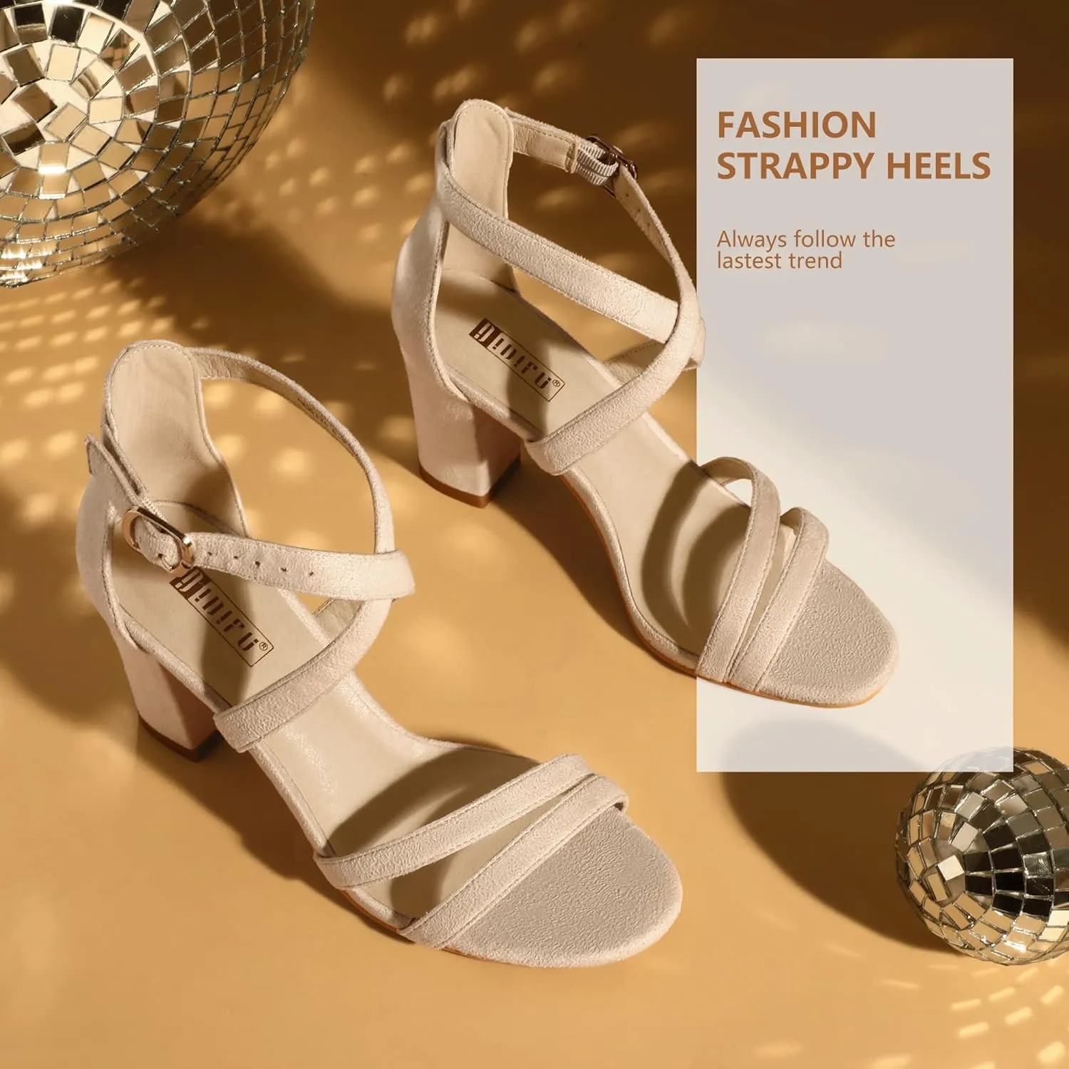 IDIFU Women's IN3 Gita Block Heel Open Toe Strappy Sandals Dress Shoes for Wedding Evening Prom