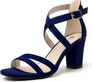 IDIFU Women's IN3 Gita Block Heel Open Toe Strappy Sandals Dress Shoes for Wedding Evening Prom
