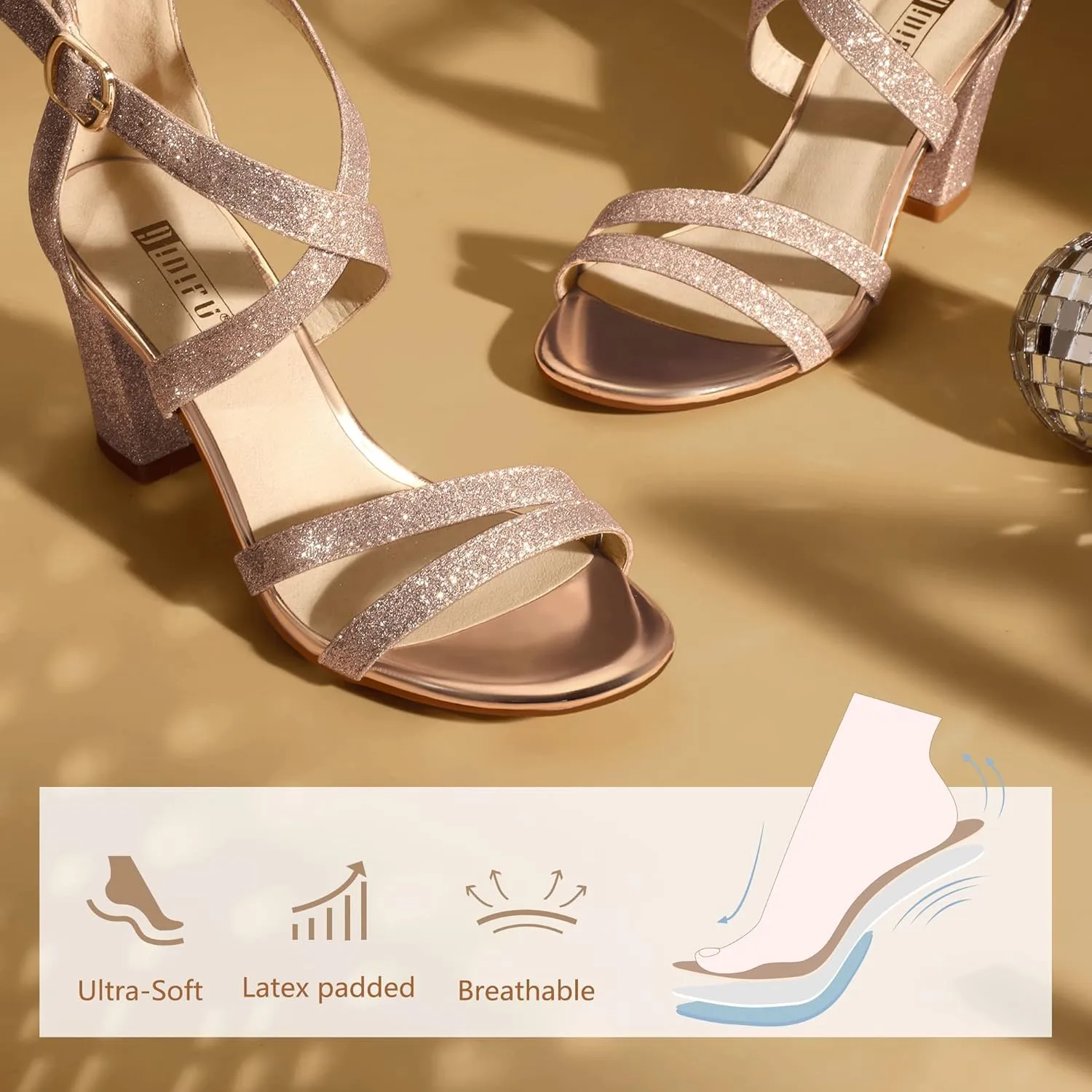 IDIFU Women's IN3 Gita Block Heel Open Toe Strappy Sandals Dress Shoes for Wedding Evening Prom
