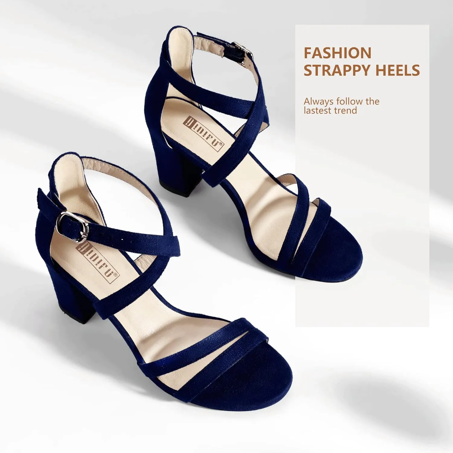 IDIFU Women's IN3 Gita Block Heel Open Toe Strappy Sandals Dress Shoes for Wedding Evening Prom