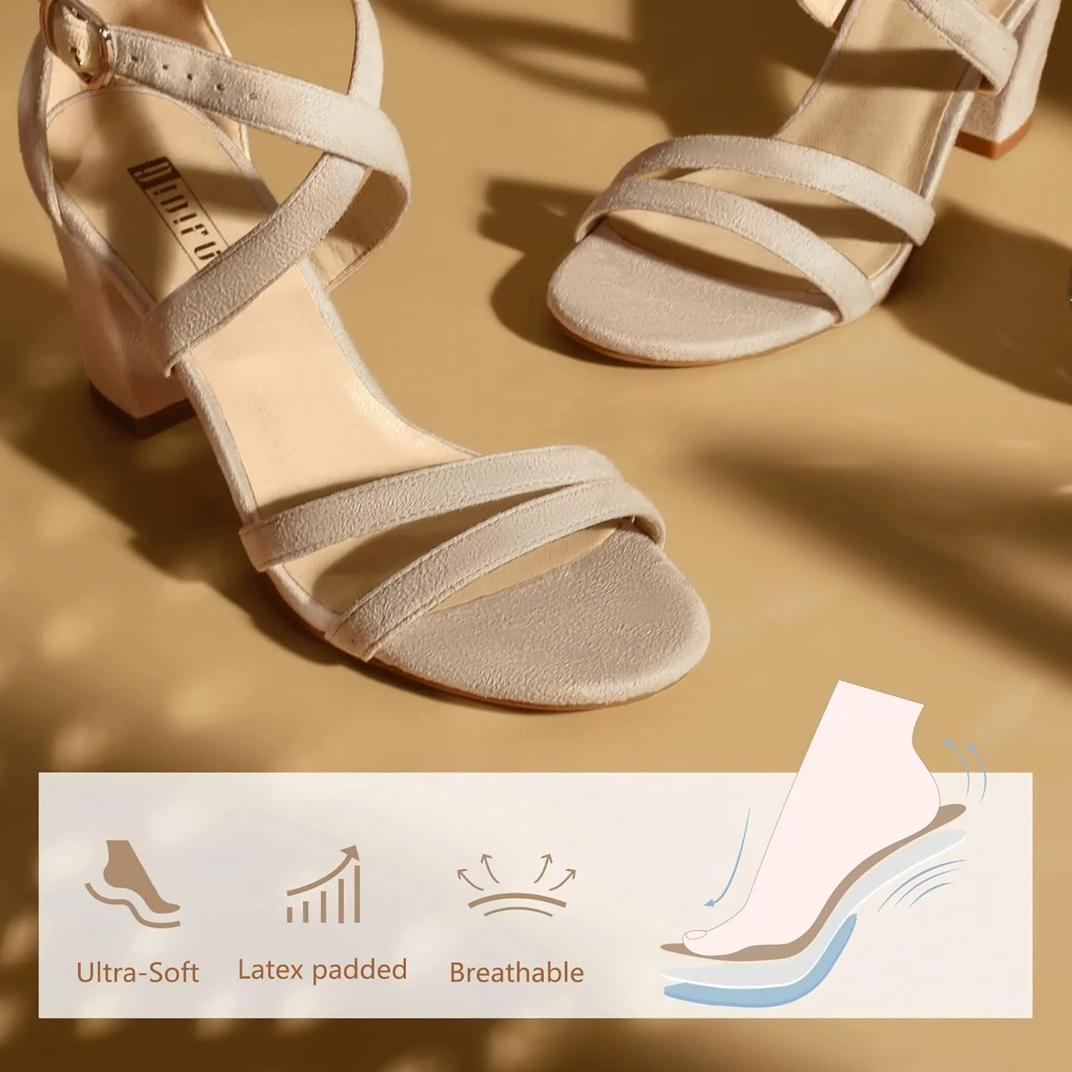 IDIFU Women's IN3 Gita Block Heel Open Toe Strappy Sandals Dress Shoes for Wedding Evening Prom