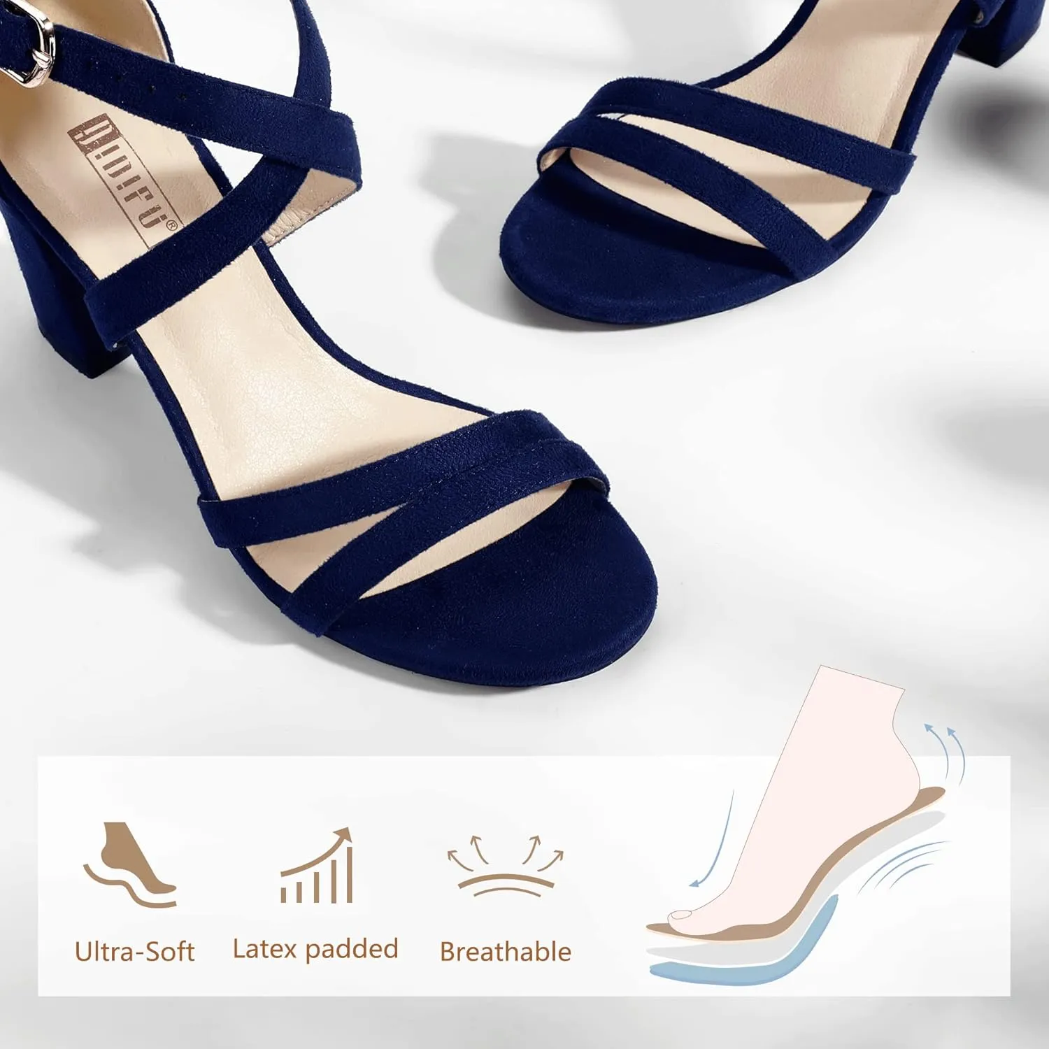 IDIFU Women's IN3 Gita Block Heel Open Toe Strappy Sandals Dress Shoes for Wedding Evening Prom