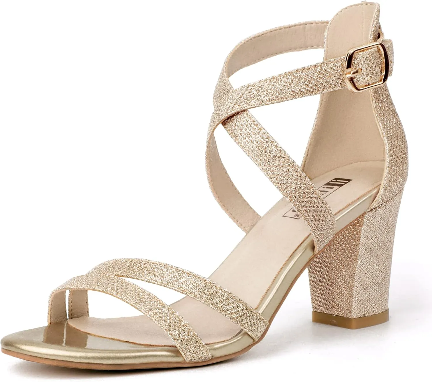 IDIFU Women's IN3 Gita Block Heel Open Toe Strappy Sandals Dress Shoes for Wedding Evening Prom