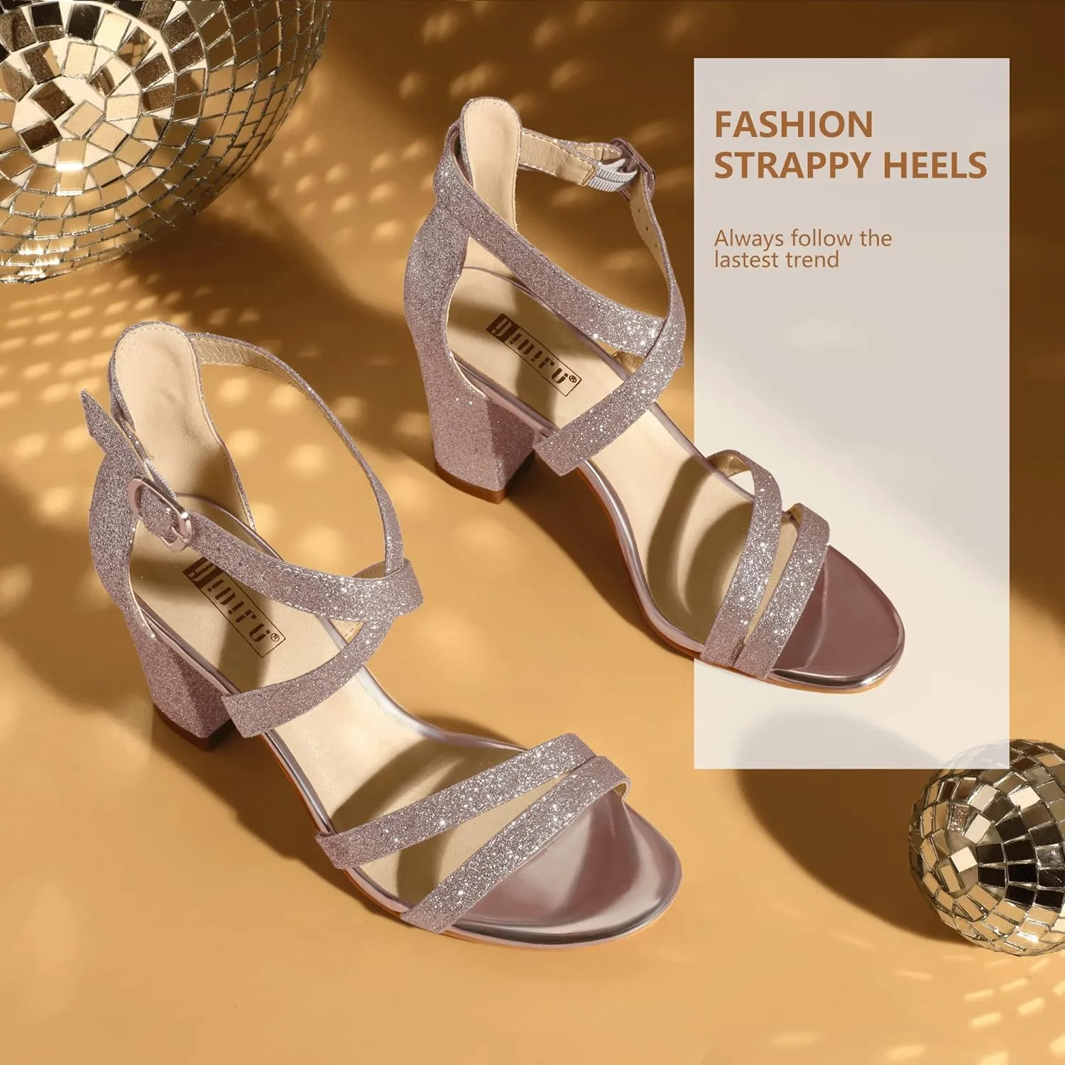 IDIFU Women's IN3 Gita Block Heel Open Toe Strappy Sandals Dress Shoes for Wedding Evening Prom