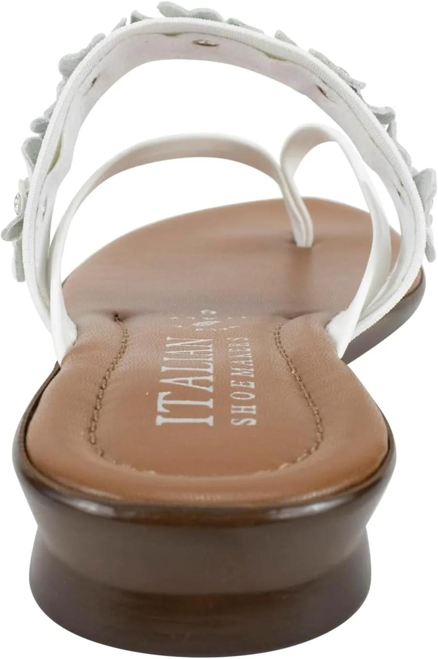 ITALIAN Shoemakers Claudie Women's low wedge Sandals with stretch comfort band, floral embellishment, and moderate wedge