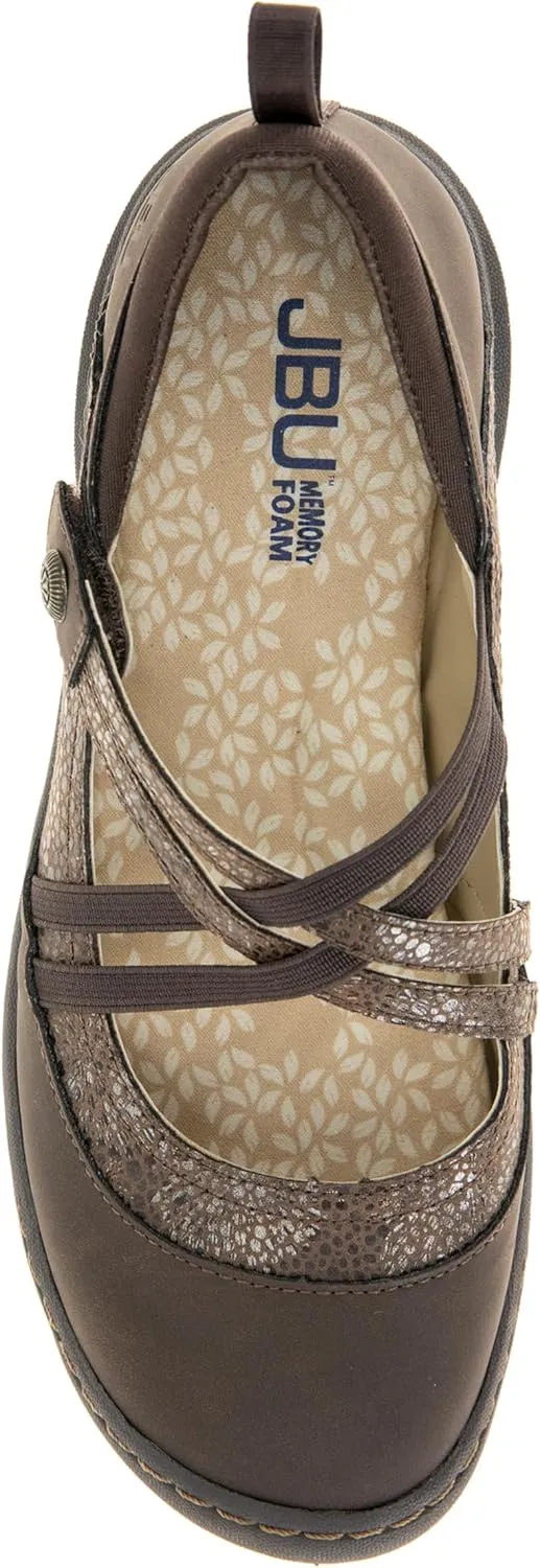 JBU Women's Rome Comfort Casual Classic Cross Strap Mary Jane Flats Fashion Shoes