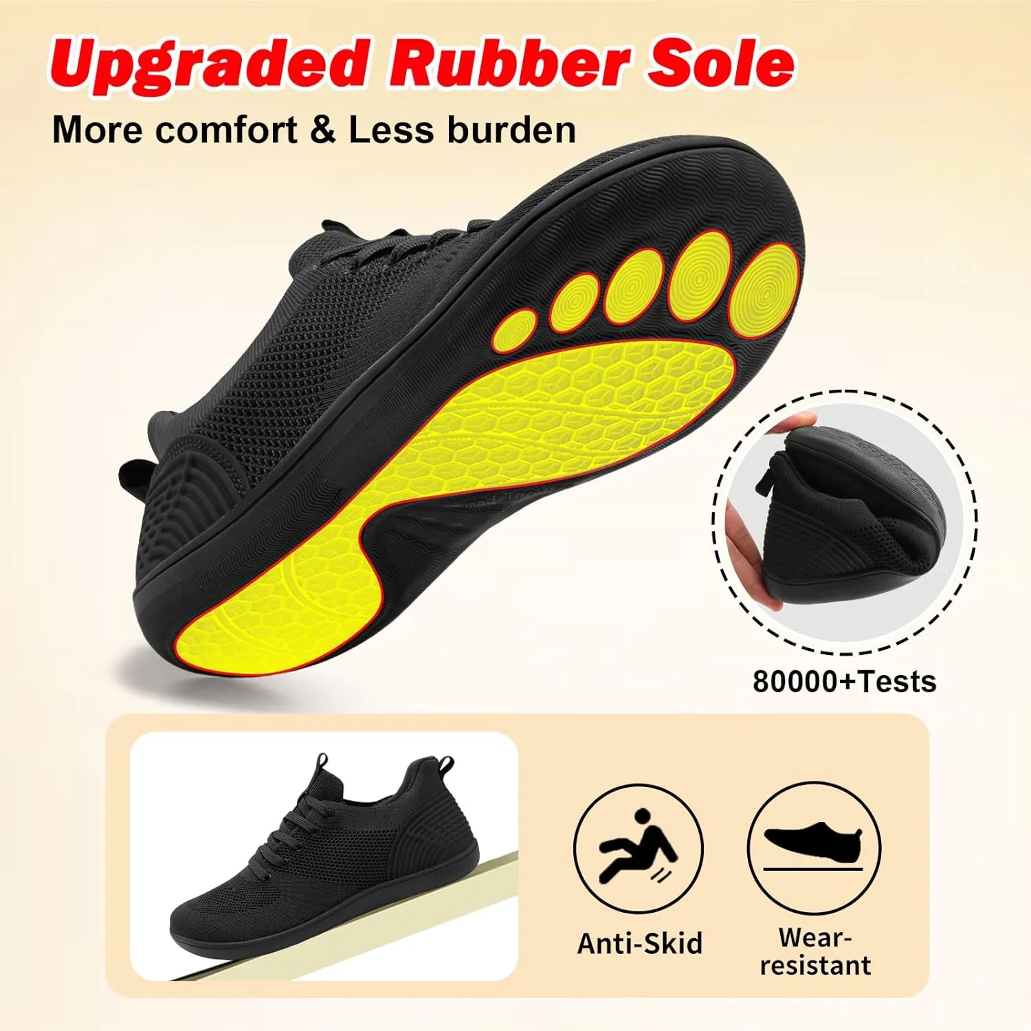 JIASUQI Men's Walking Shoes Wide Toe Sneakers with Arch Support Barefoot Shoes for Men