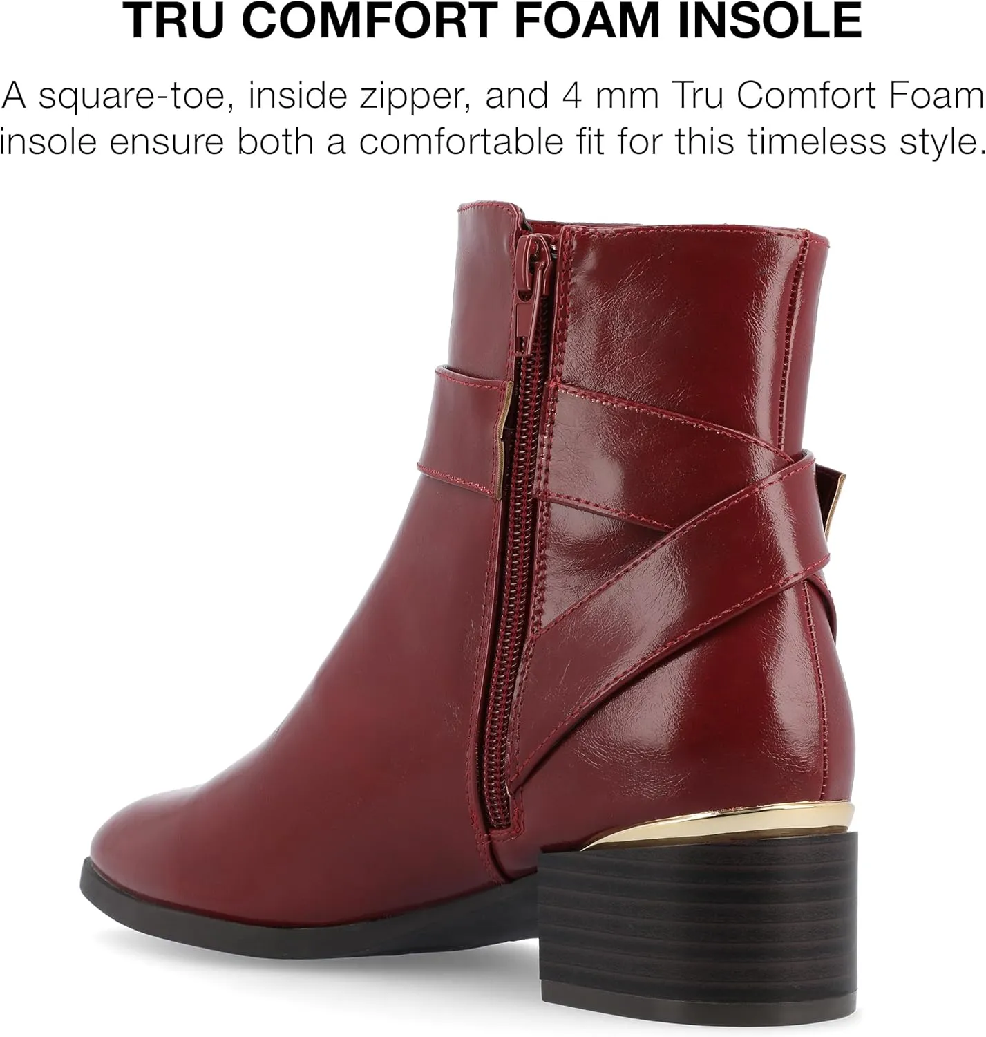 Journee Collection Womens Stacked Block Heel Faux Leather Ankle Boots