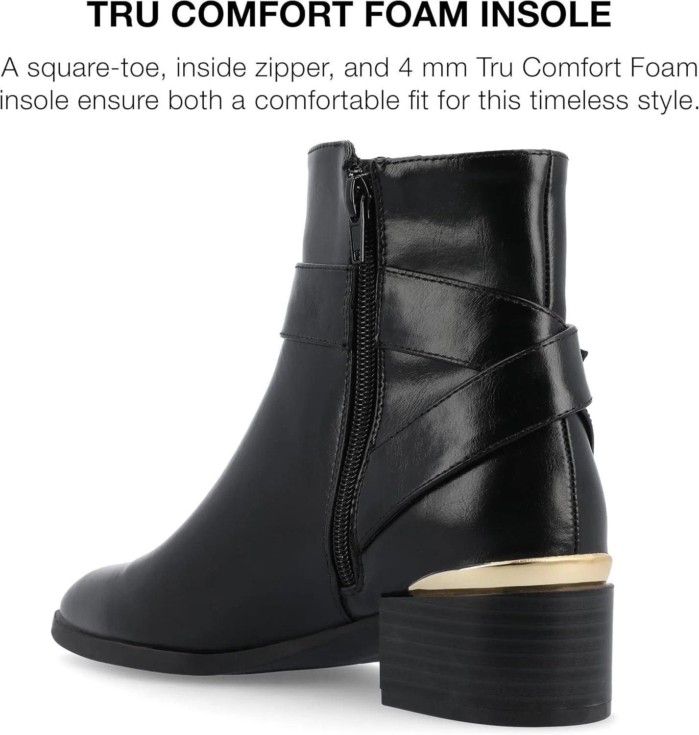 Journee Collection Womens Stacked Block Heel Faux Leather Ankle Boots