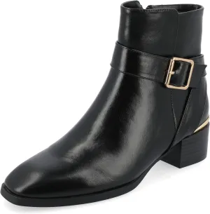 Journee Collection Womens Stacked Block Heel Faux Leather Ankle Boots