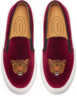 Journey West Women's Fashion Velvet Sneakers with Embroidery Comfortable Slip-On Work Shoes for Women