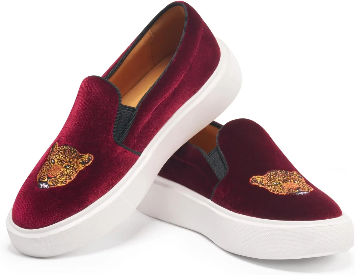 Journey West Women's Fashion Velvet Sneakers with Embroidery Comfortable Slip-On Work Shoes for Women